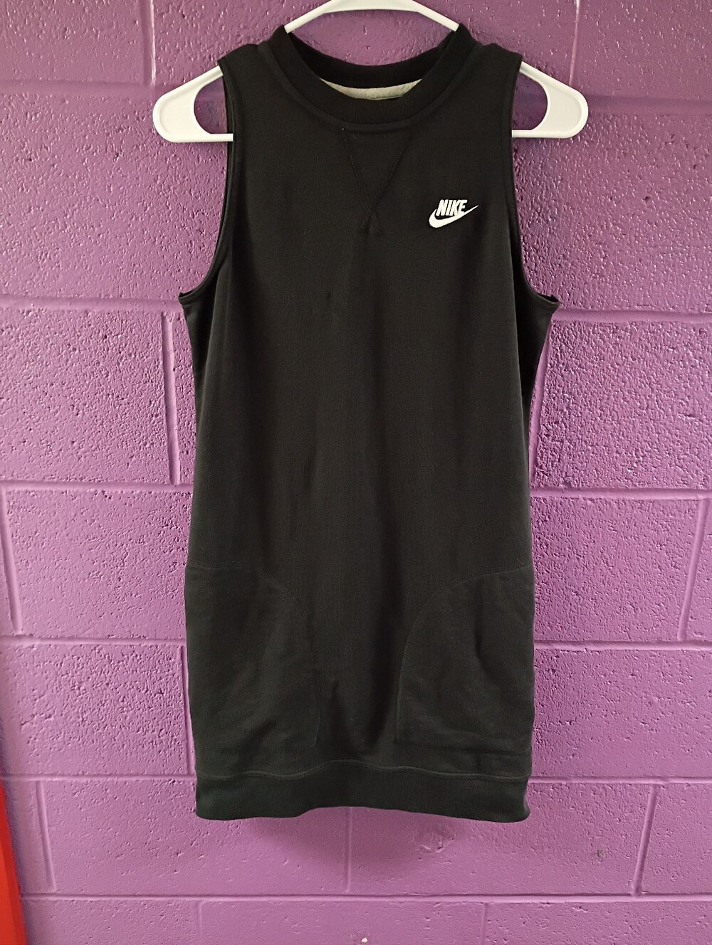 Nike Black Sleeveless Crewneck Athletic Dress with White Swoosh
